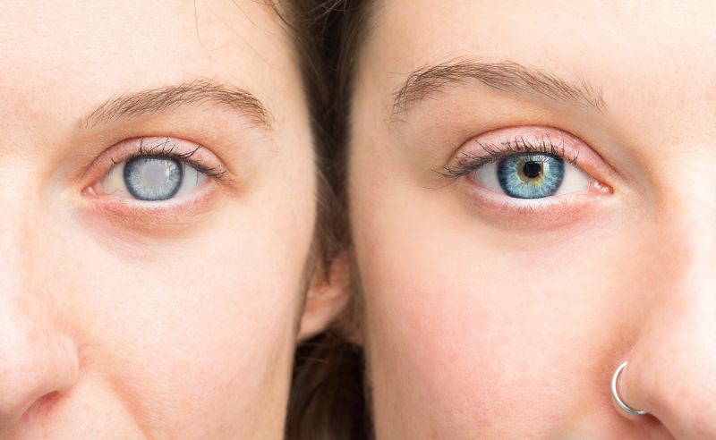 Healthy Eye Side By Side Comparison To Eye With Cataract